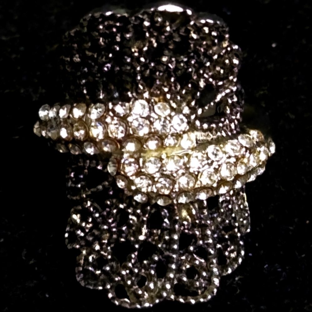 Stainless Steel White Crystal Marcasite Ring.